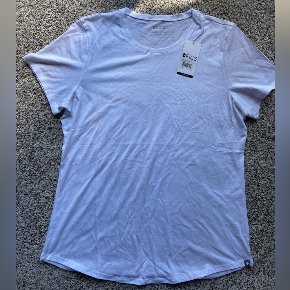NWT FIGS super soft underscrub white tshirt. Size large
